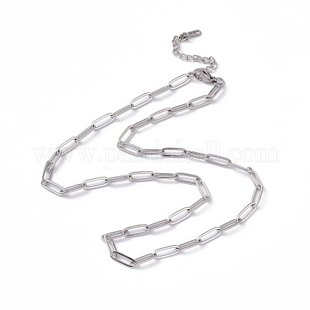 201 collar de cadena con clip de acero inoxidable para hombres y mujeres NJEW-P268-A33-1X5-1