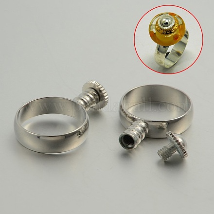 Platinum Tone Brass Ring Components for European Beads KK-J181-01P-1