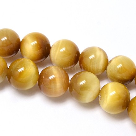Brins de perles d'oeil de tigre d'or naturel X-G-C076-4mm-1AA-1