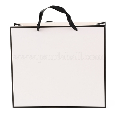 長方形の紙袋  ハンドル付き  ギフトバッグやショッピングバッグ用  ホワイト  28x32x0.6cm CARB-F007-02D-01-1