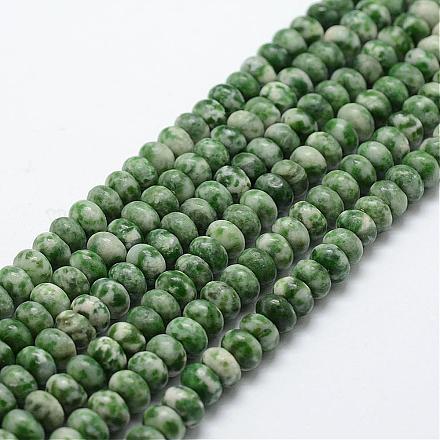 Fili di perle di diaspro spot verde naturale G-G665-13-6x4mm-1