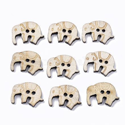 2-Hole Carved Wooden Buttons BUTT-T007-035-1