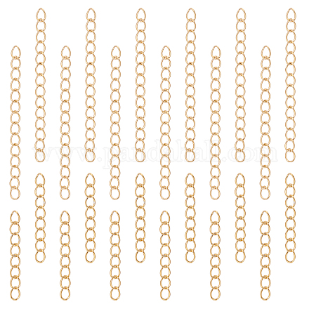 Unicraftale 100 pcs 2 taille chaîne d'extension 304 chaîne torsadée en acier inoxydable 25-53 mm longue chaîne de queue dorée chaîne d'extension amovible pour chaîne boucle d'oreille collier bracelet porte-clés fabrication STAS-UN0038-14G-1