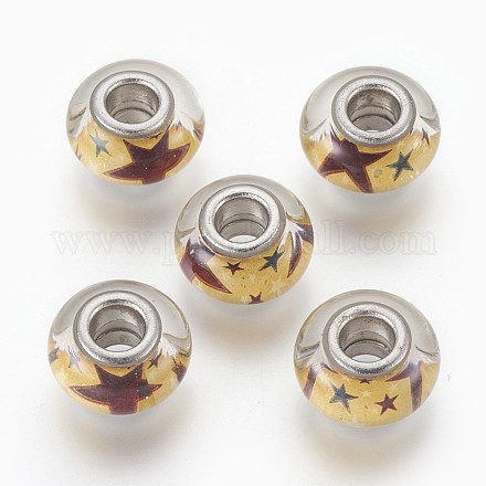 Platinfarbe Messing Doppelkerne Glas europäischen Perlen passen europäischen Armbänder diy X-GPDL-D011-041-1