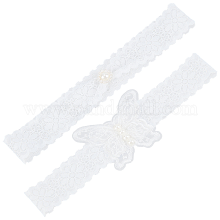 Jarretelles de mariée élastiques en dentelle de polyester DIY-WH0308-148B-1