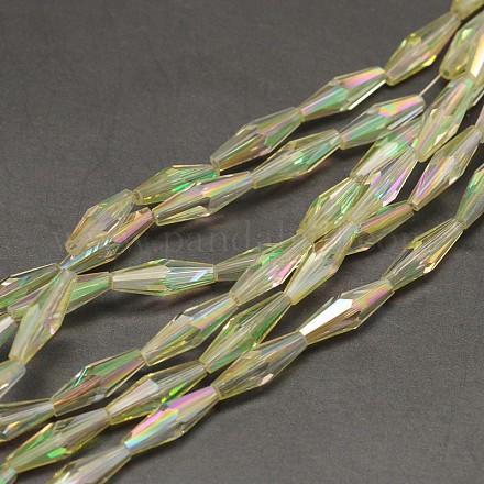Faceted Rice Electroplated Glass Beads Strands EGLA-F103-04A-1