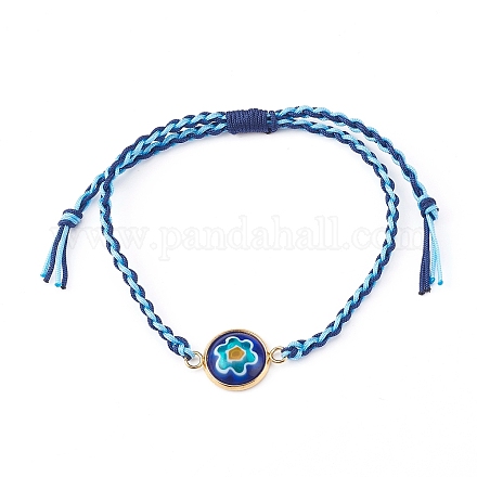 Bracelets réglables en perles tressées en fil de nylon bicolore BJEW-JB05960-02-1