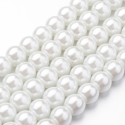 Eco-Friendly Dyed Glass Pearl Round Beads Strands HY-A008-8mm-RB001-1