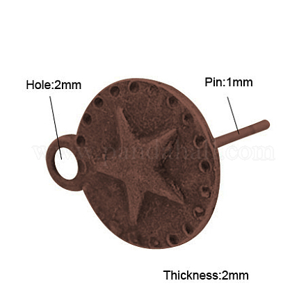 Reperti di orecchini a bottone stile tibetano X-TIBE-A22174-R-FF-1