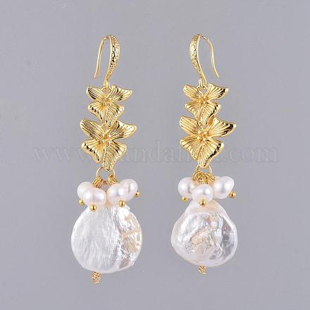 Natural Baroque Pearl Keshi Pearl Dangle Earrings EJEW-JE03879-1