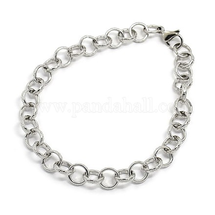 Fashionable 304 Stainless Steel Engraved Bubbles Cable Chain Bracelets X-STAS-A028-B087P-1
