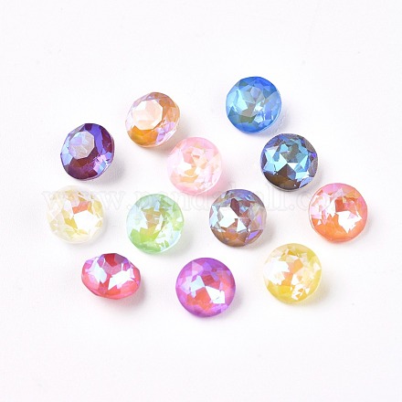 Faceted Glass Pointed Back Rhinestone Cabochons X-GLAA-L021-E01-1