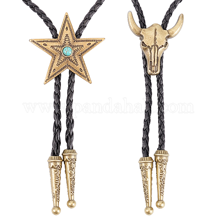 Gorgecraft 2 Stück Ochsenkopf- und Stern-Lariat-Halskette im 2-Stil für Männer und Frauen NJEW-GF0001-06-1