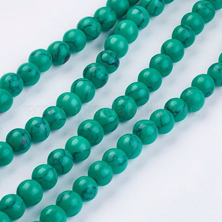Imitation turquoise synthétique chapelets de perles G-F434-6mm-03-1