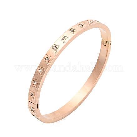Placage ionique (ip) 304 bracelet en acier inoxydable avec strass BJEW-Q768-01RG-1