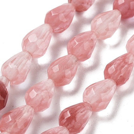 Chapelets de perles en verre de quartz de cerise G-P520-B18-01-1