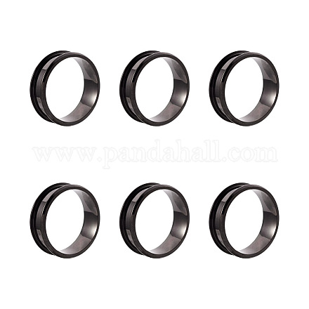 Yilisi 6pcs 6 tamaños de anillos de dedo acanalados de acero inoxidable STAS-YS0001-21-1