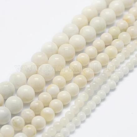 Chapelets de perle en jade blanc naturel G-G666-07A-1