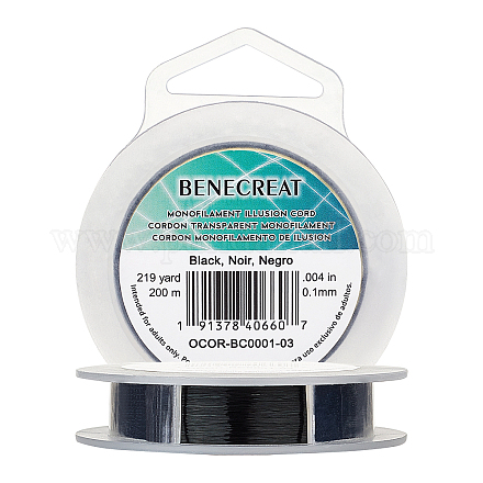 BENECREAT 200m 0.1mm Black Nylon Beading Thread Wire for Hanging OCOR-BC0001-03-1