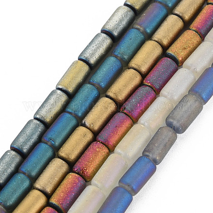 Electroplate Frosted Glass Beads Strands EGLA-T008-026-1