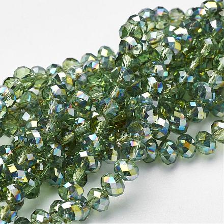 Electroplate Glass Faceted Rondelle Beads Strands EGLA-D020-6x4mm-25-1