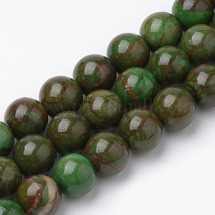 Chapelets de perles en jaspe avec images naturelles G-S272-6mm-03-1