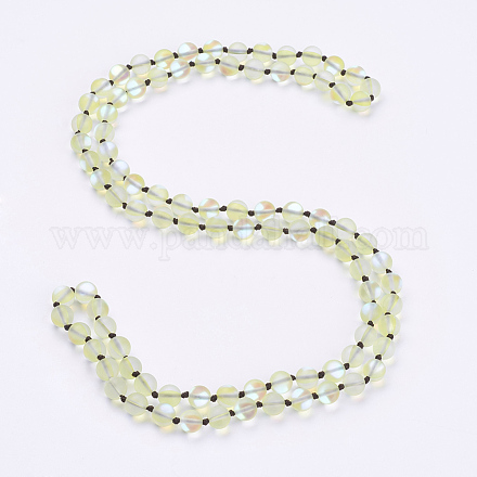 Synthetic Moonstone Beaded Multi-use Necklaces/Wrap Bracelets NJEW-K095-C05-1