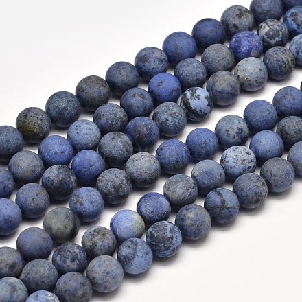 Frosted Natural Sodalite Round Bead Strands G-F266-05-8mm-1