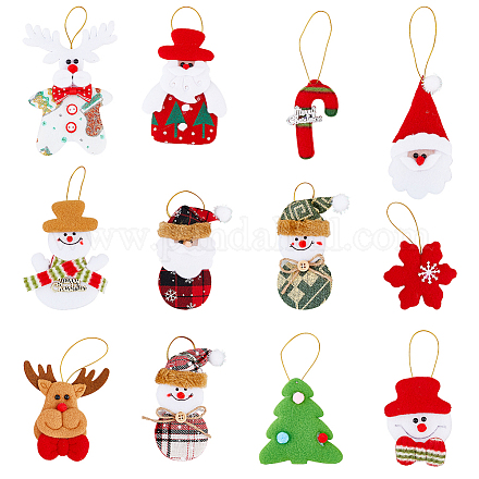 Superfindings 12pcs 12 estilos decoraciones colgantes de terciopelo de navidad con campana FIND-FH0007-54-1