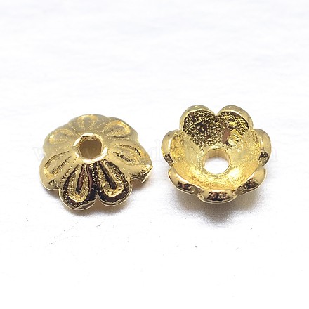 Колпачки для бусин из настоящего 18-каратного золота с несколькими лепестками из стерлингового серебра STER-M100-09-1