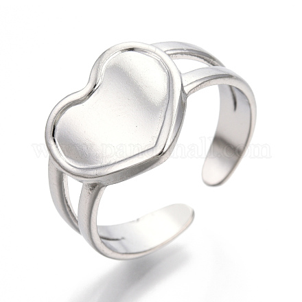 304 anello per polsino a cuore in acciaio inossidabile RJEW-N038-118P-1