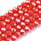 Electroplate Glass Beads Strands, Pearl Luster Plated, Faceted, Rondelle, Red, 10x8mm, Hole: 1mm, about 63~65pcs/strand, 49~50cm