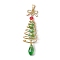 Christmas Theme Copper Wired Glass Pendants, with Brass Bowknot, Christmas Tree, Golden, 50x15mm, Hole: 6x3mm