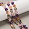 Natural Amethyst & Prehnite & Rose Quartz & Citrine Beads Strands, Flat Round, Faceted, with Seed Beads, 8x8x5mm, Hole: 0.9mm, about 40~41pcs/strand, 15.43~15.55''(39.2~39.5cm)