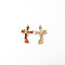 Alloy Enamel Pendants, Cross with Skull, Religion, Red, Light Gold, 37x23x3.5mm, Hole: 1.5mm