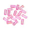 Picasso Transparent Glass Bugle Beads, Hot Pink, 9x4.5mm, Hole: 1mm, about 1500pcs/pound
