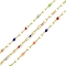 Rack Plating Brass Dapped Chains, with Enamel, with Spool, Soldered Lead Free & Cadmium Free, Real 18K Gold Plated, Mixed Color, 4x2x0.2mm