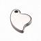 Tarnish Resistant 201 Stainless Steel Charms, Heart, Blank Tag Charms, Stainless Steel Color, 12x9x1mm, Hole: 1mm