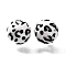 Printed Opaque Acrylic Beads, Round with Leopard Print Pattern, White, 15.5mm, Hole: 2mm