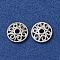 Brass Bead Caps, Rack Plating, Long-Lasting Plated, Hollow Flat Round, Silver, 6.5x1.5mm, Hole: 1.2mm