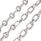 304 Stainless Steel Textured Oval Link Chains, Unwelded, with Spool, Stainless Steel Color, 7.5x4.5x0.9mm