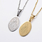 304 Stainless Steel Pendant Necklaces, Oval with Jesus, Mixed Color, 17.7 inch(45cm), 1.5mm