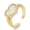 Rack Plating Brass Pave Clear Cubic Zirconia OPen Cuff Rings, Cadmium Free & Lead Free, Long-Lasting Plated, Heart with Hexagon, Real 18K Gold Plated, Adjustable
