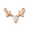 Brass Pendants, with Glass, Deer, Clear, Golden, 16x9x3mm, Hole: 1.2mm