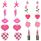 50Pcs 10 Styles Alloy Enamel Pendants, Mixed Shapes, Deep Pink, 9~27x6.5~18x1~3mm, Hole: 1.4~2mm, 5pcs/style