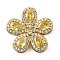 Brass Pave Cubic Zirconia 5-Petal Flower Multi-Strand Links, Real 18K Gold Plated, Rack Plating, Long-Lasting Plated, Cadmium Free & Lead Free, Yellow, 20x20.5x5.5mm, Hole: 4x2mm