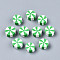Handmade Polymer Clay Beads, Flat Round, Light Green, 9~10x4mm, Hole: 1.6mm