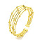 Rack Plating Brass Multi-Strand Round Ball Open Cuff Bangles for Women, Cadmium Free & Lead Free, Long-Lasting Plated, Real 18K Gold Plated, Inner Diameter: 2-1/4 inch(5.7cm)