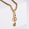 Retro Stainless Steel Musical Note Skull Pendant Punk Hip Hop Necklaces for Men, Golden