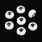 Opaque Resin European Beads, Large Hole Beads, Rondelle with Silver Color Plated Brass Cores, White, 13.5~14x8.2~9mm, Hole: 5mm